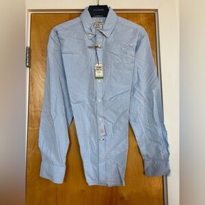 Jos A Bank Mens Large Shirt Tailored Fit Blue Button Collar Heritage Cotton Work